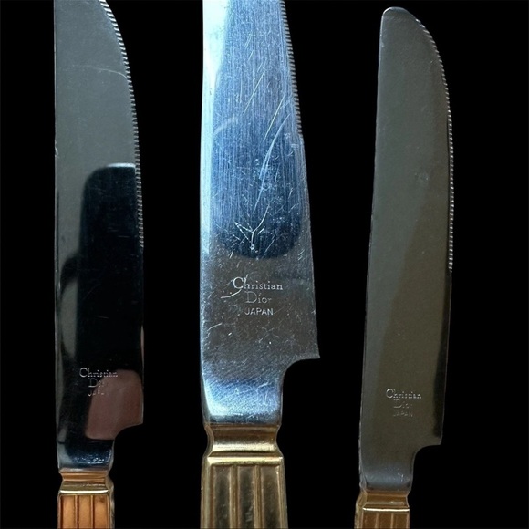 Christian Dior Vintage Gold Plated Flatware Knives set of 5 Discontinued - Picture 4 of 4
